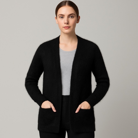 NWOT TALULA x ARITZIA Mohair Merino Wool Blend Black Open Pocket Cardigan XXS - Picture 1 of 16